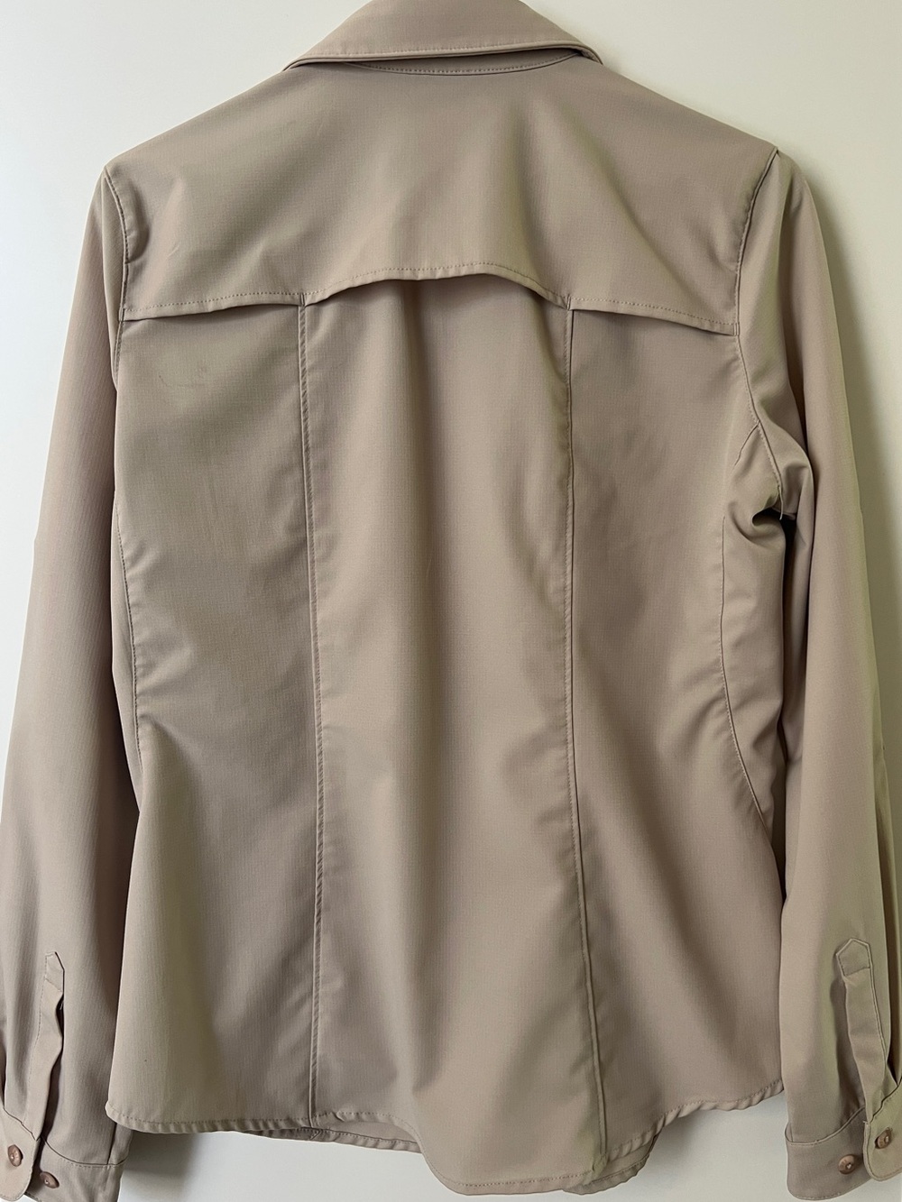REI Hiking Travel Shirt S Beige Vented Roll Tab Sleeve Outdoor Top - Picture 4 of 16